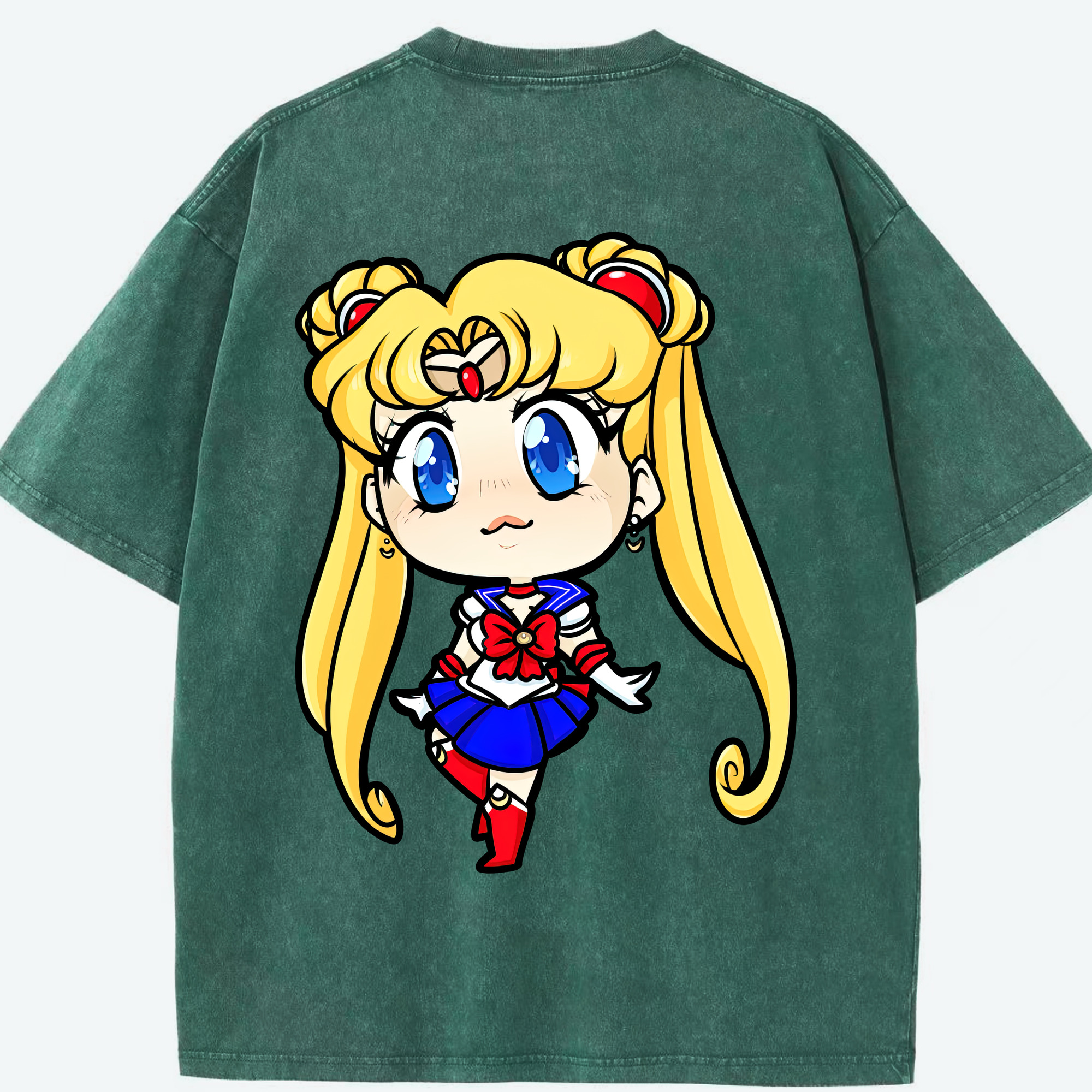 （画像用） 美少女戦士セーラームーン 月野 うさぎ つきの うさぎ Sailor Moon Tsukino Usagi 綿100% ヴィンテージ風 半袖Tシャツ（背面プリント）